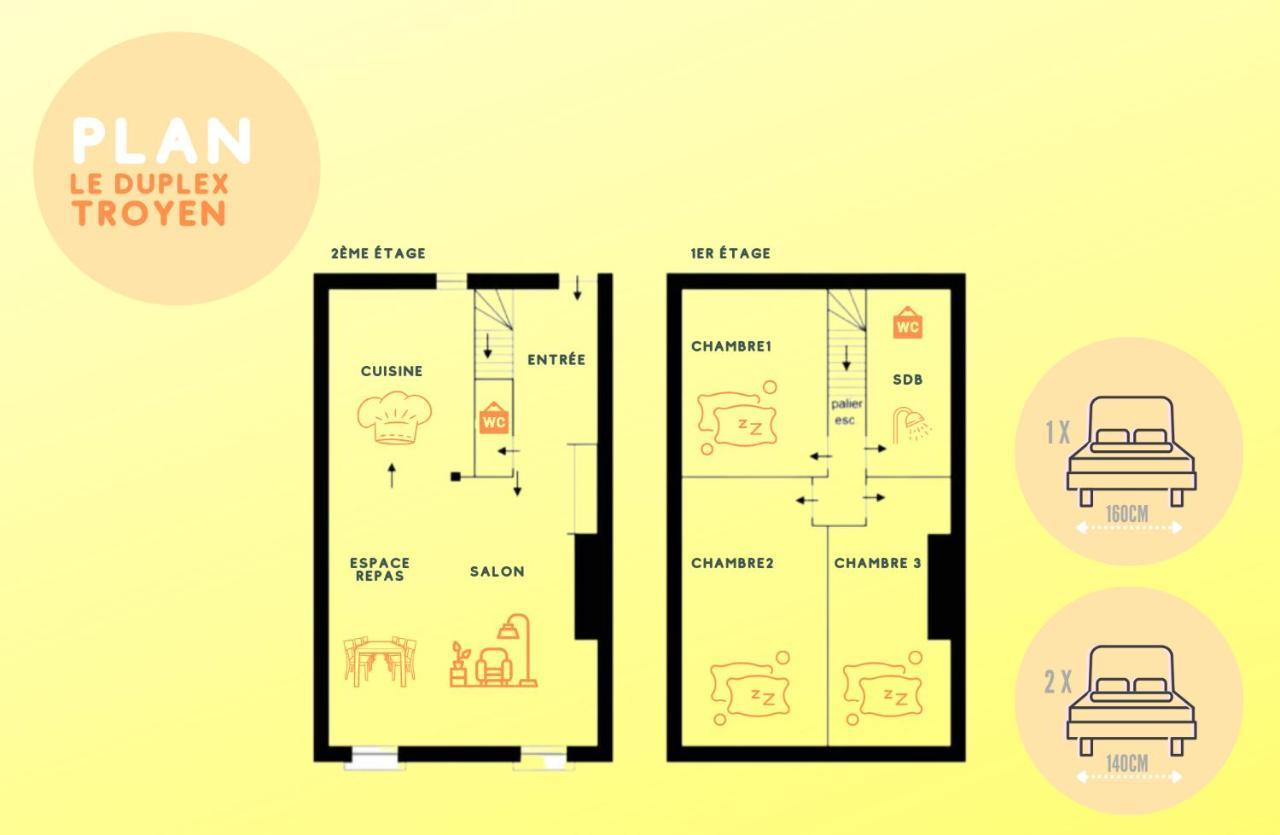Le Duplex Pasteur - 5 Min Hypercentre - Ideal Groupe - Parking Gratuit Troyes Esterno foto